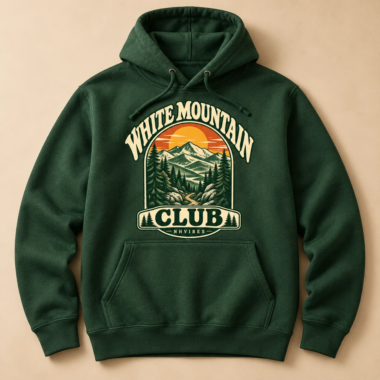 Illustrative hoodie concept of White Mountain Club