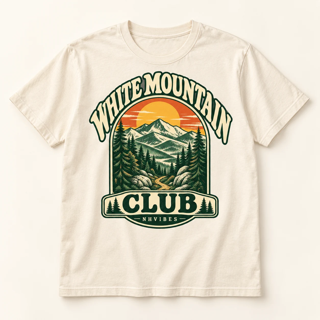 Illustrative t-shirt concept of White Mountain Club